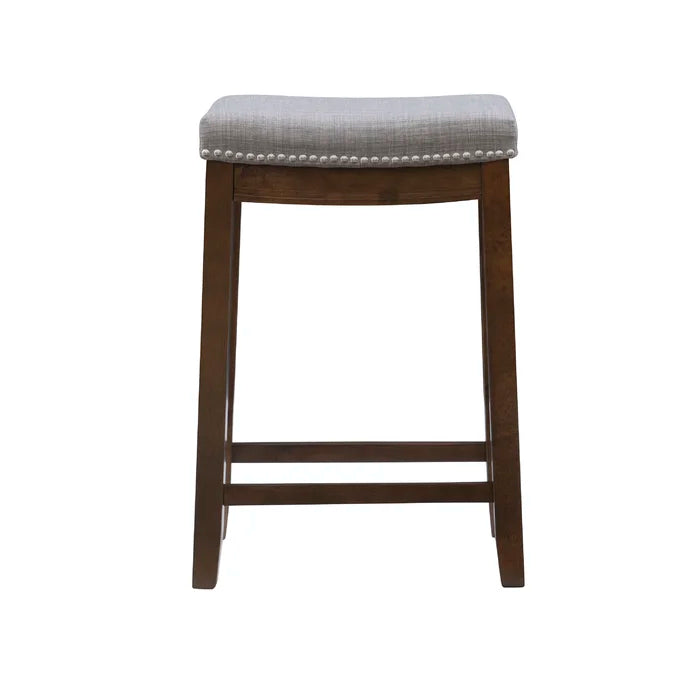 Arlycey Swivel Counter & Bar Solid Wood Backless Stool with Upholstered Seat (Set of 2 )