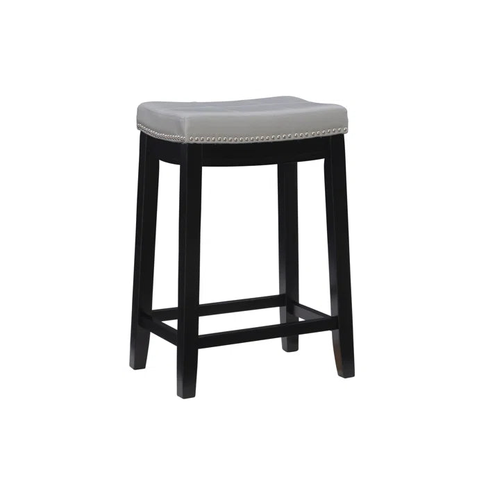Arlycey Swivel Counter & Bar Solid Wood Backless Stool with Upholstered Seat (Set of 2 )