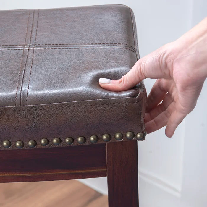 Arlycey Swivel Counter & Bar Solid Wood Backless Stool with Upholstered Seat (Set of 2 )