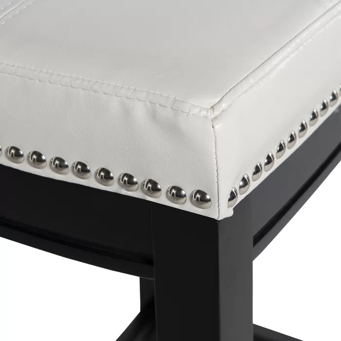 Arlycey Swivel Counter & Bar Solid Wood Backless Stool with Upholstered Seat (Set of 2 )