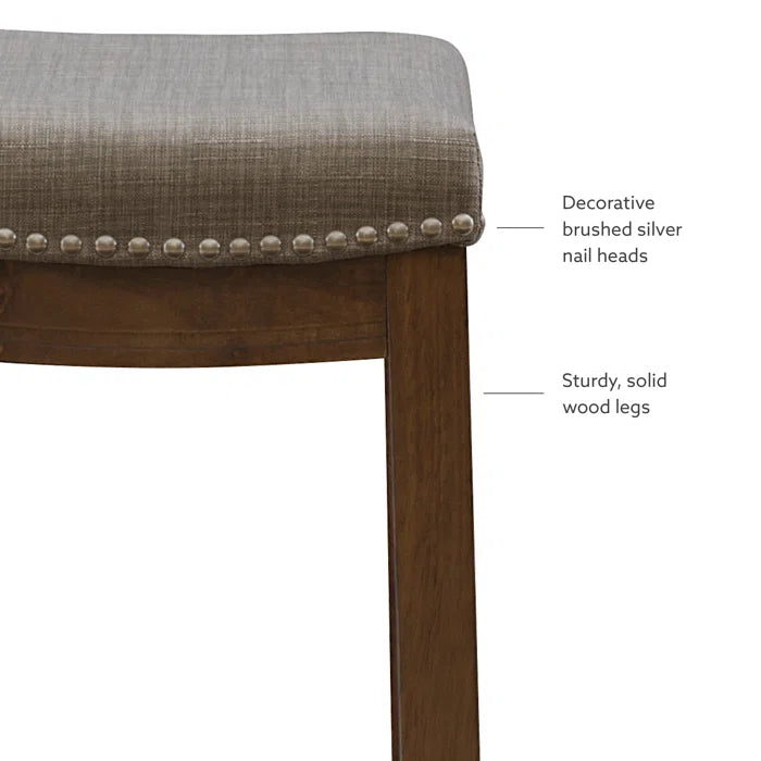 Arlycey Swivel Counter & Bar Solid Wood Backless Stool with Upholstered Seat (Set of 2 )