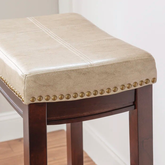Arlycey Swivel Counter & Bar Solid Wood Backless Stool with Upholstered Seat (Set of 2 )