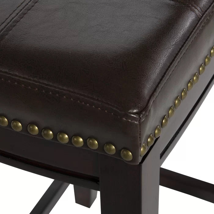 Arlycey Swivel Counter & Bar Solid Wood Backless Stool with Upholstered Seat (Set of 2 )