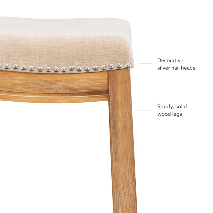 Arlycey Swivel Counter & Bar Solid Wood Backless Stool with Upholstered Seat (Set of 2 )