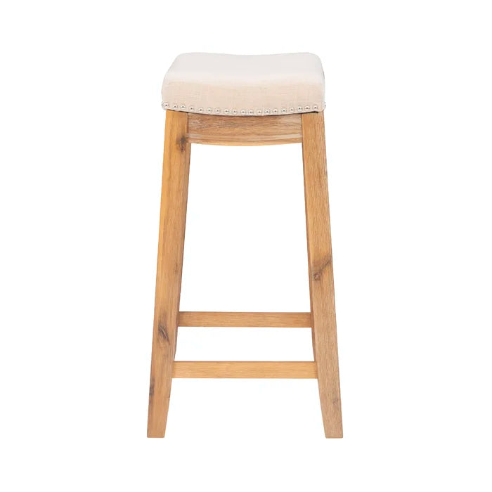 Arlycey Swivel Counter & Bar Solid Wood Backless Stool with Upholstered Seat (Set of 2 )
