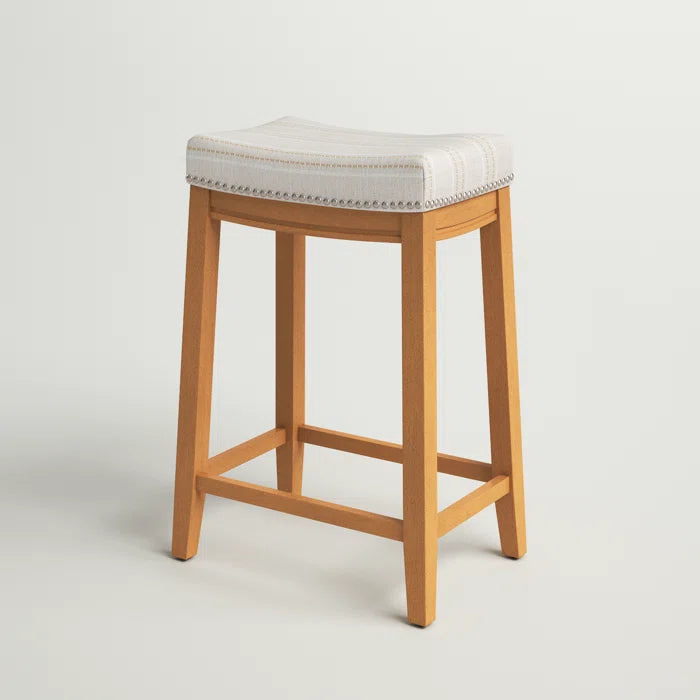 Arlycey Swivel Counter & Bar Solid Wood Backless Stool with Upholstered Seat (Set of 2 )