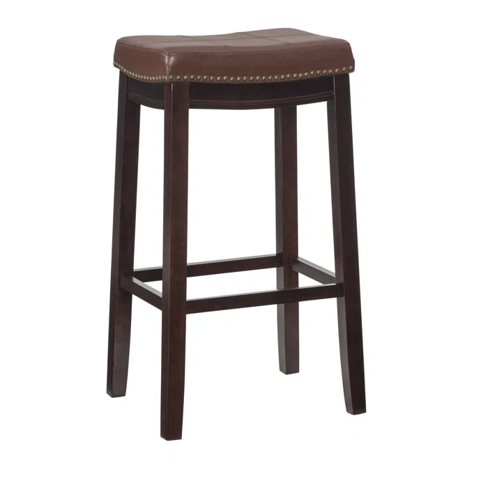 Arlycey Swivel Counter & Bar Solid Wood Backless Stool with Upholstered Seat (Set of 2 )
