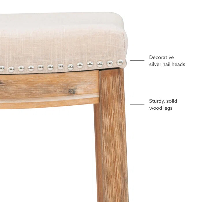 Arlycey Swivel Counter & Bar Solid Wood Backless Stool with Upholstered Seat (Set of 2 )
