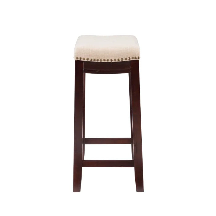 Arlycey Swivel Counter & Bar Solid Wood Backless Stool with Upholstered Seat (Set of 2 )