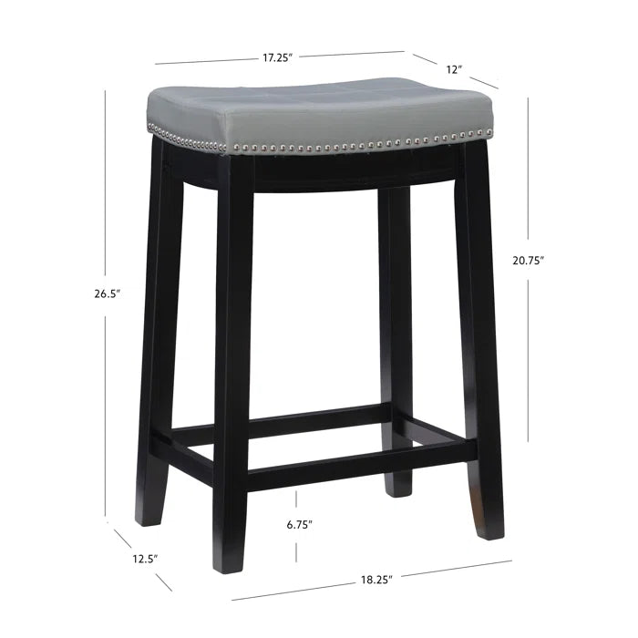 Arlycey Swivel Counter & Bar Solid Wood Backless Stool with Upholstered Seat (Set of 2 )