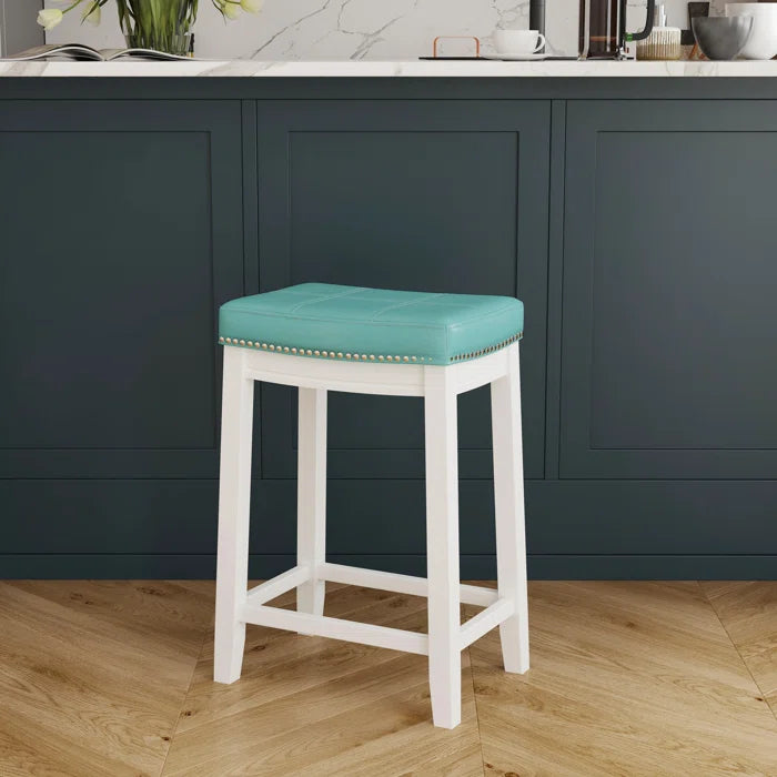 Arlycey Swivel Counter & Bar Solid Wood Backless Stool with Upholstered Seat (Set of 2 )