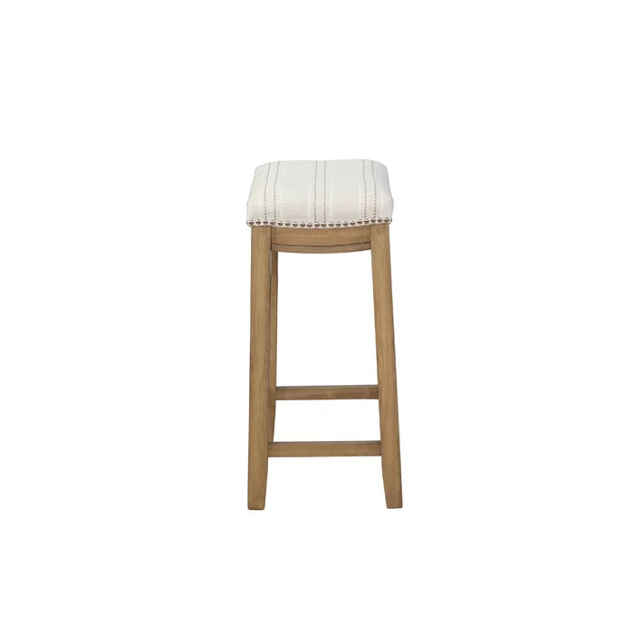 Arlycey Swivel Counter & Bar Solid Wood Backless Stool with Upholstered Seat (Set of 2 )
