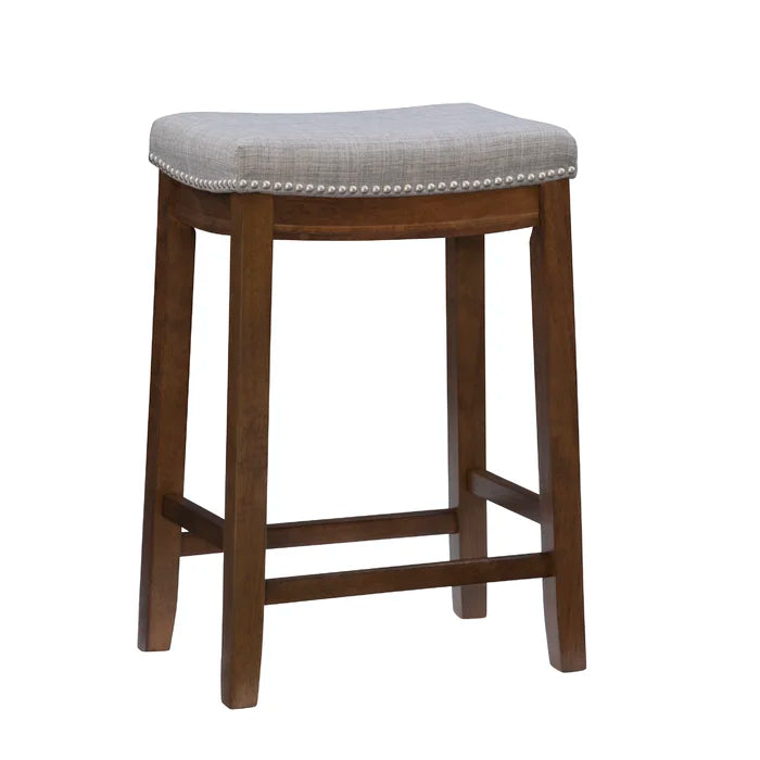 Arlycey Swivel Counter & Bar Solid Wood Backless Stool with Upholstered Seat (Set of 2 )