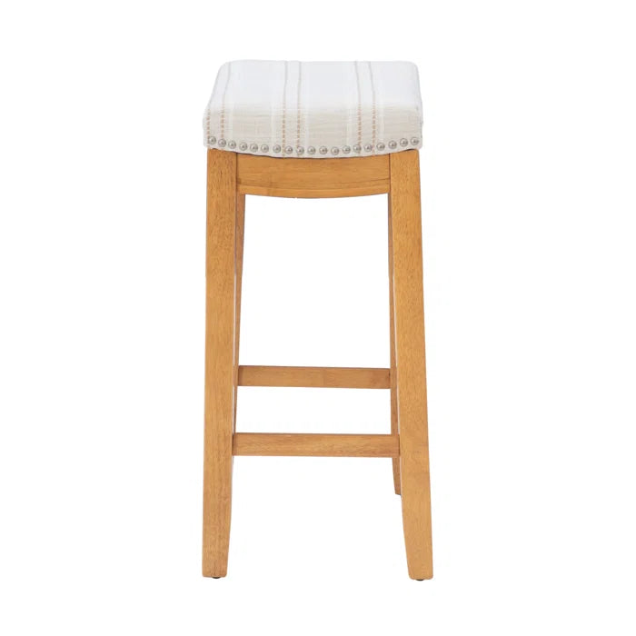 Arlycey Swivel Counter & Bar Solid Wood Backless Stool with Upholstered Seat (Set of 2 )