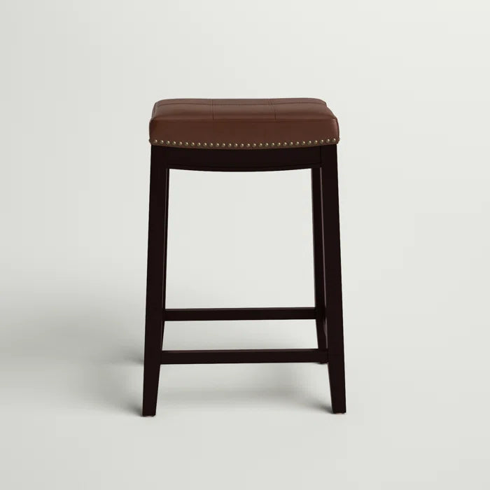 Arlycey Swivel Counter & Bar Solid Wood Backless Stool with Upholstered Seat (Set of 2 )
