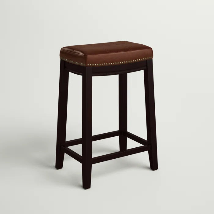 Arlycey Swivel Counter & Bar Solid Wood Backless Stool with Upholstered Seat (Set of 2 )
