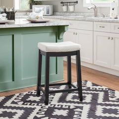 Arlycey Swivel Counter & Bar Solid Wood Backless Stool with Upholstered Seat (Set of 2 )