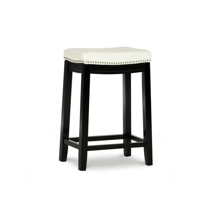 Arlycey Swivel Counter & Bar Solid Wood Backless Stool with Upholstered Seat (Set of 2 )