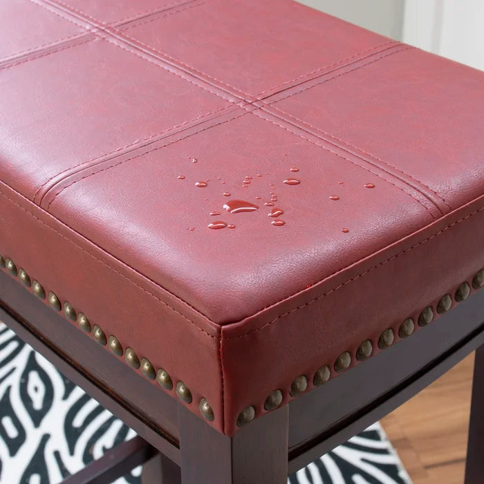 Arlycey Swivel Counter & Bar Solid Wood Backless Stool with Upholstered Seat (Set of 2 )