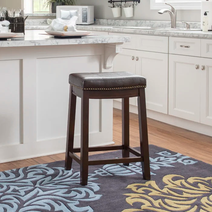 Arlycey Swivel Counter & Bar Solid Wood Backless Stool with Upholstered Seat (Set of 2 )