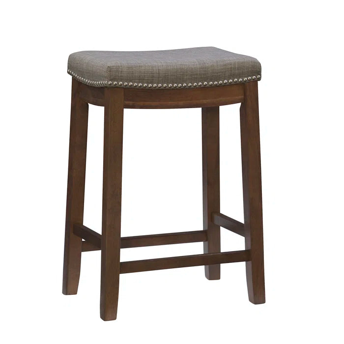 Arlycey Swivel Counter & Bar Solid Wood Backless Stool with Upholstered Seat (Set of 2 )