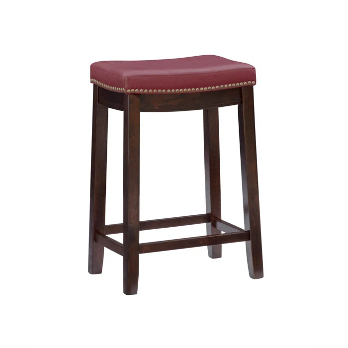 Arlycey Swivel Counter & Bar Solid Wood Backless Stool with Upholstered Seat (Set of 2 )
