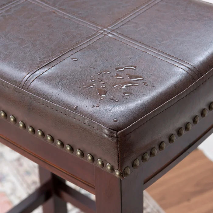 Arlycey Swivel Counter & Bar Solid Wood Backless Stool with Upholstered Seat (Set of 2 )