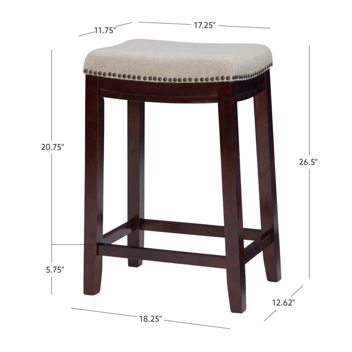Arlycey Swivel Counter & Bar Solid Wood Backless Stool with Upholstered Seat (Set of 2 )