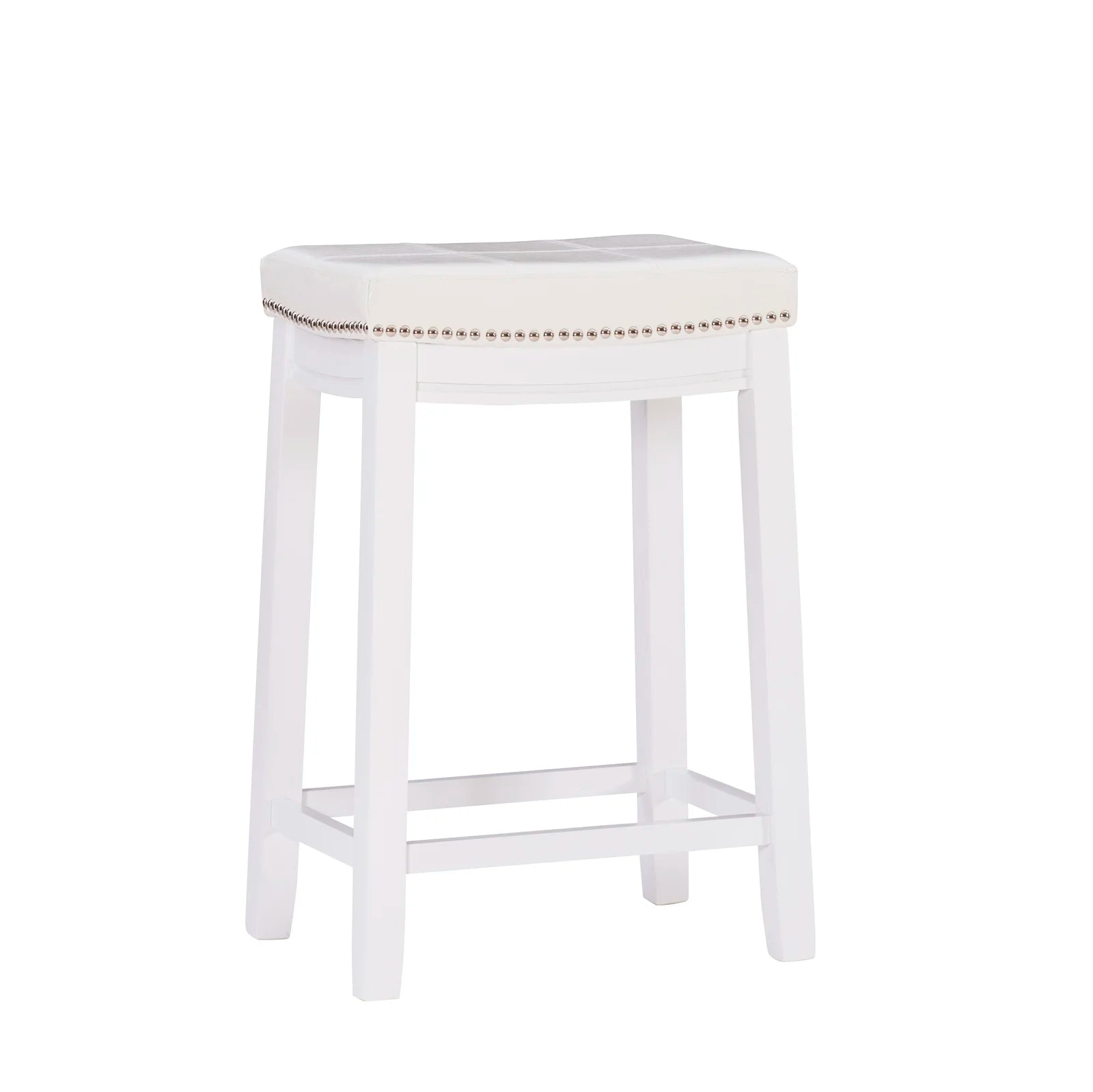 Arlycey Swivel Counter & Bar Solid Wood Backless Stool with Upholstered Seat (Set of 2 )