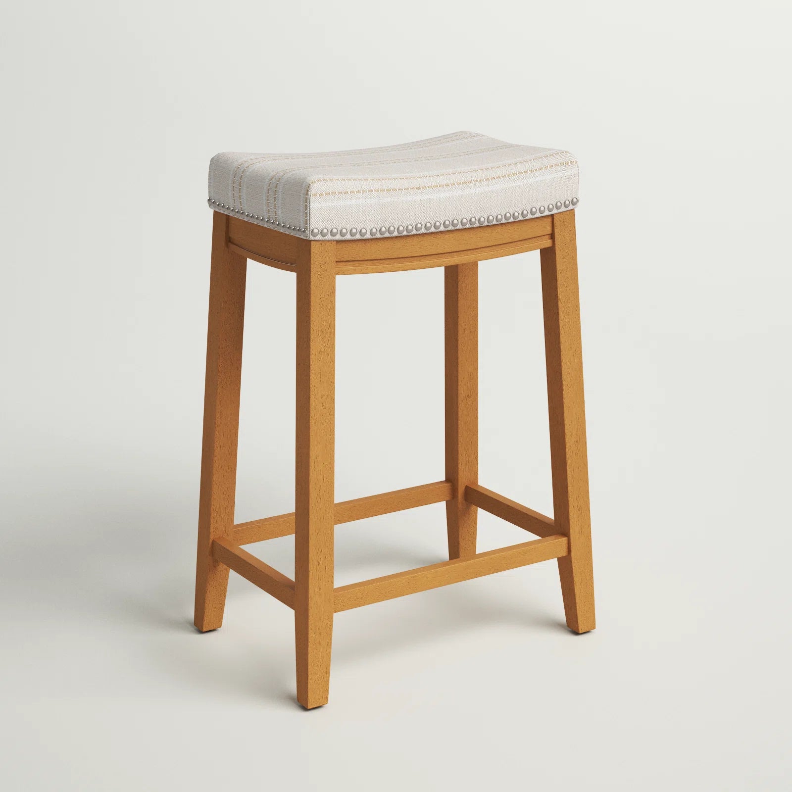 Arlycey Swivel Counter & Bar Solid Wood Backless Stool with Upholstered Seat (Set of 2 )