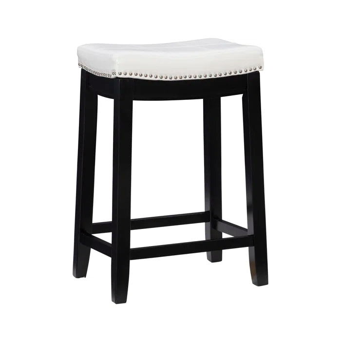 Arlycey Swivel Counter & Bar Solid Wood Backless Stool with Upholstered Seat (Set of 2 )