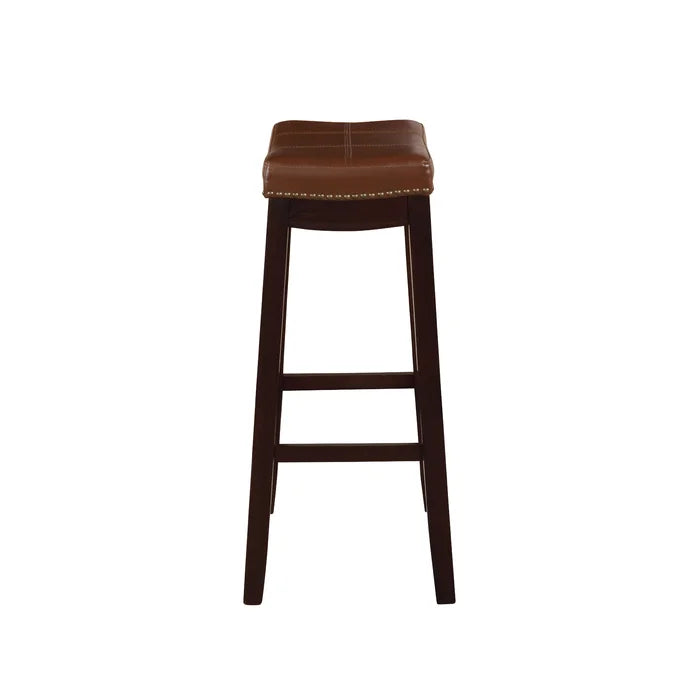 Arlycey Swivel Counter & Bar Solid Wood Backless Stool with Upholstered Seat (Set of 2 )