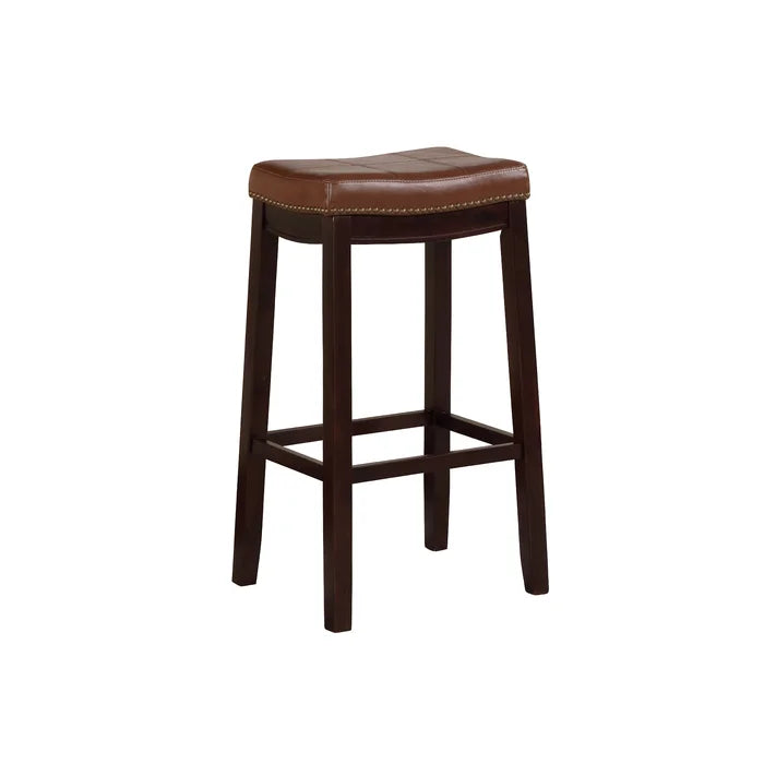 Arlycey Swivel Counter & Bar Solid Wood Backless Stool with Upholstered Seat (Set of 2 )