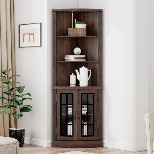 Corner Storage Bookcase - Wooden Bazar