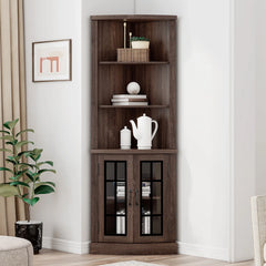 Corner Storage Bookcase - Wooden Bazar