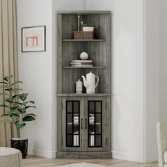Corner Storage Bookcase - Wooden Bazar
