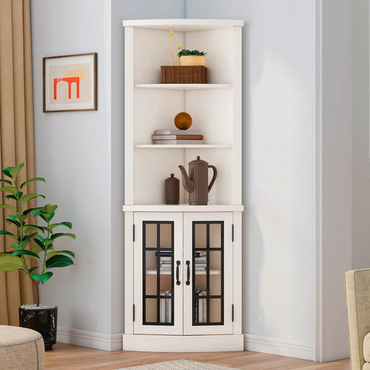 Corner Storage Bookcase - Wooden Bazar