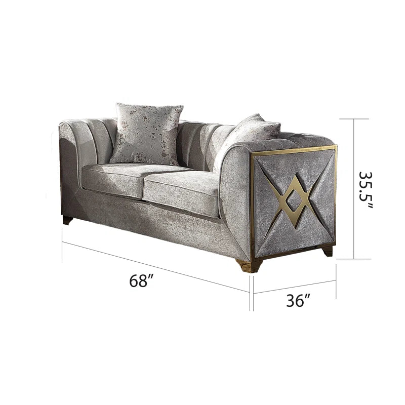 Arrono 3 - Piece Velvet Living Room Luxury Sofa Set