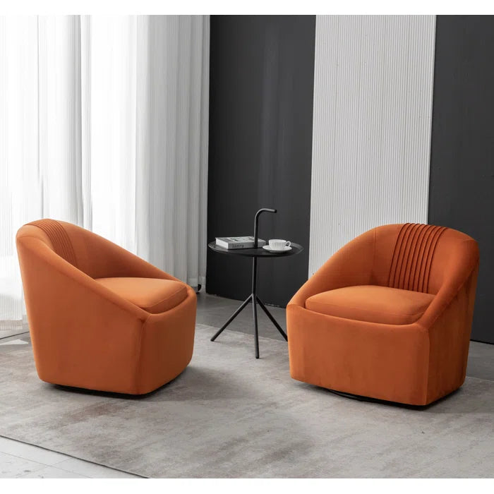 Zoplaar Velvet Swivel Barrel Chair (Set of 2) - Wooden Bazar