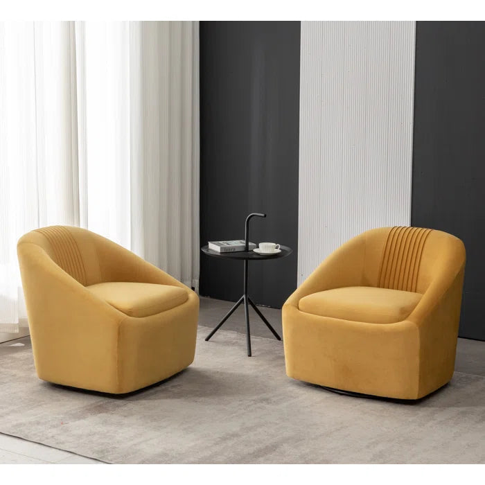 Zoplaar Velvet Swivel Barrel Chair (Set of 2) - Wooden Bazar