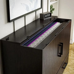Queen Cabinet Bed With Storage Drawer - Wooden Bazar