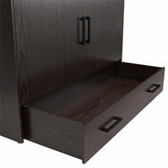 Queen Cabinet Bed With Storage Drawer - Wooden Bazar