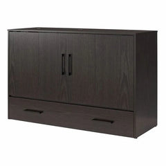 Queen Cabinet Bed With Storage Drawer - Wooden Bazar