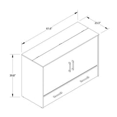 Queen Cabinet Bed With Storage Drawer - Wooden Bazar