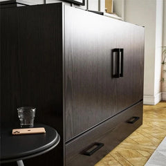 Queen Cabinet Bed With Storage Drawer - Wooden Bazar
