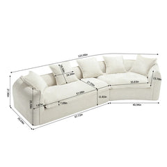 Assemblyc Free 126" Chenille 2-Piece Modular Curved Luxury Sofa Set with 5 Toss Pillows