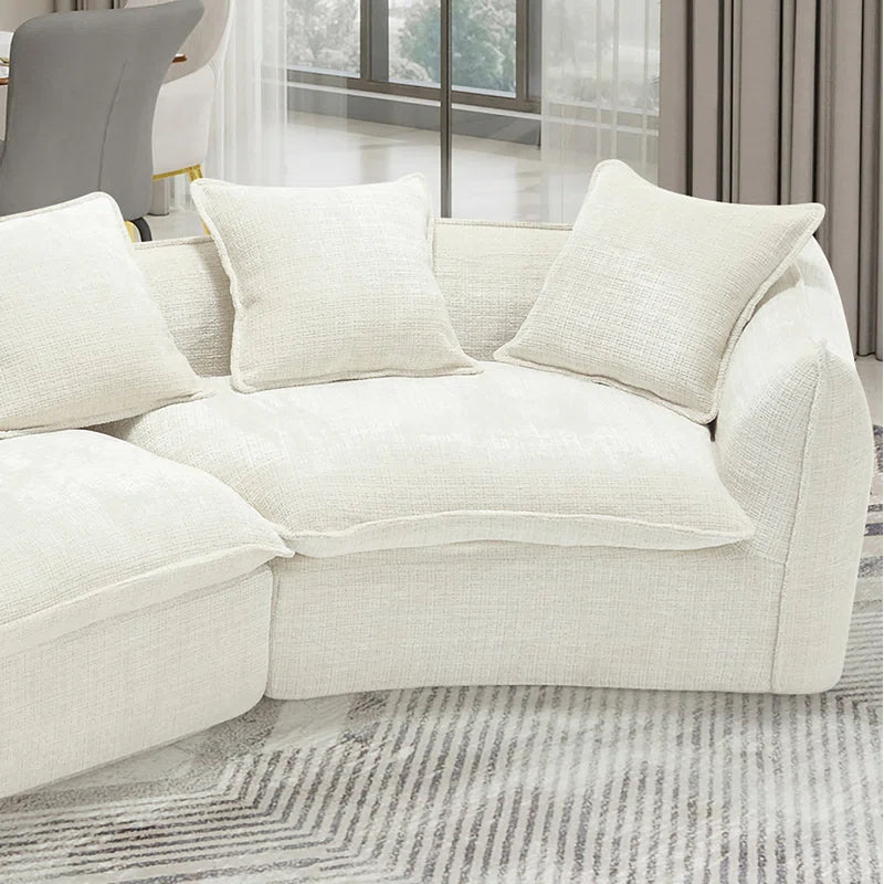 Assemblyc Free 126" Chenille 2-Piece Modular Curved Luxury Sofa Set with 5 Toss Pillows