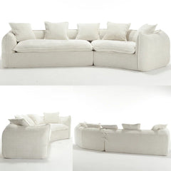 Assemblyc Free 126" Chenille 2-Piece Modular Curved Luxury Sofa Set with 5 Toss Pillows