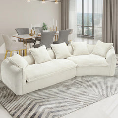 Assemblyc Free 126" Chenille 2-Piece Modular Curved Luxury Sofa Set with 5 Toss Pillows