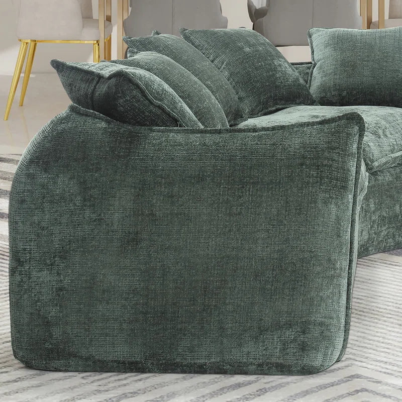 Assemblyc Free 126" Chenille 2-Piece Modular Curved Luxury Sofa Set with 5 Toss Pillows